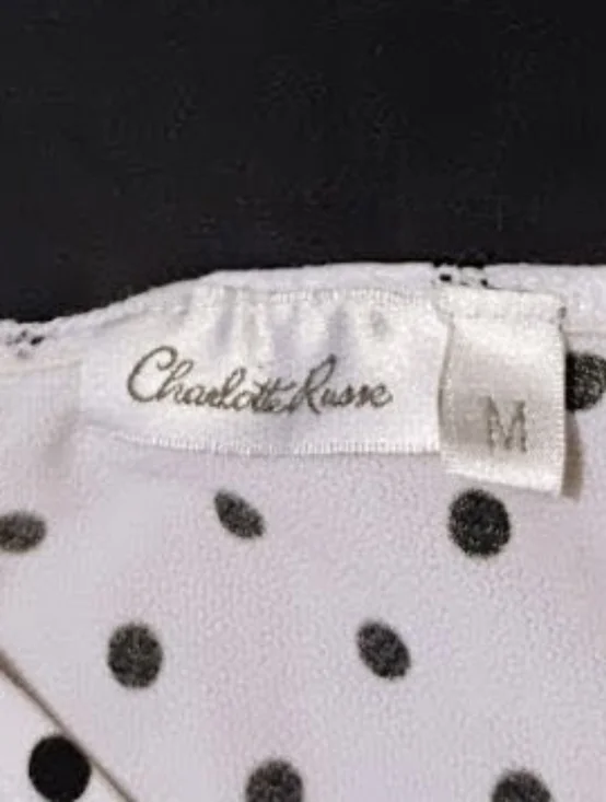 Charlotte Russe Polka Dot One-Shoulder Bow Strap Blouse - M - Picture 3 of 5